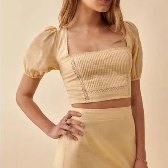Reformation Tops - REFORMATION Cilantro Top in Parmesan 0